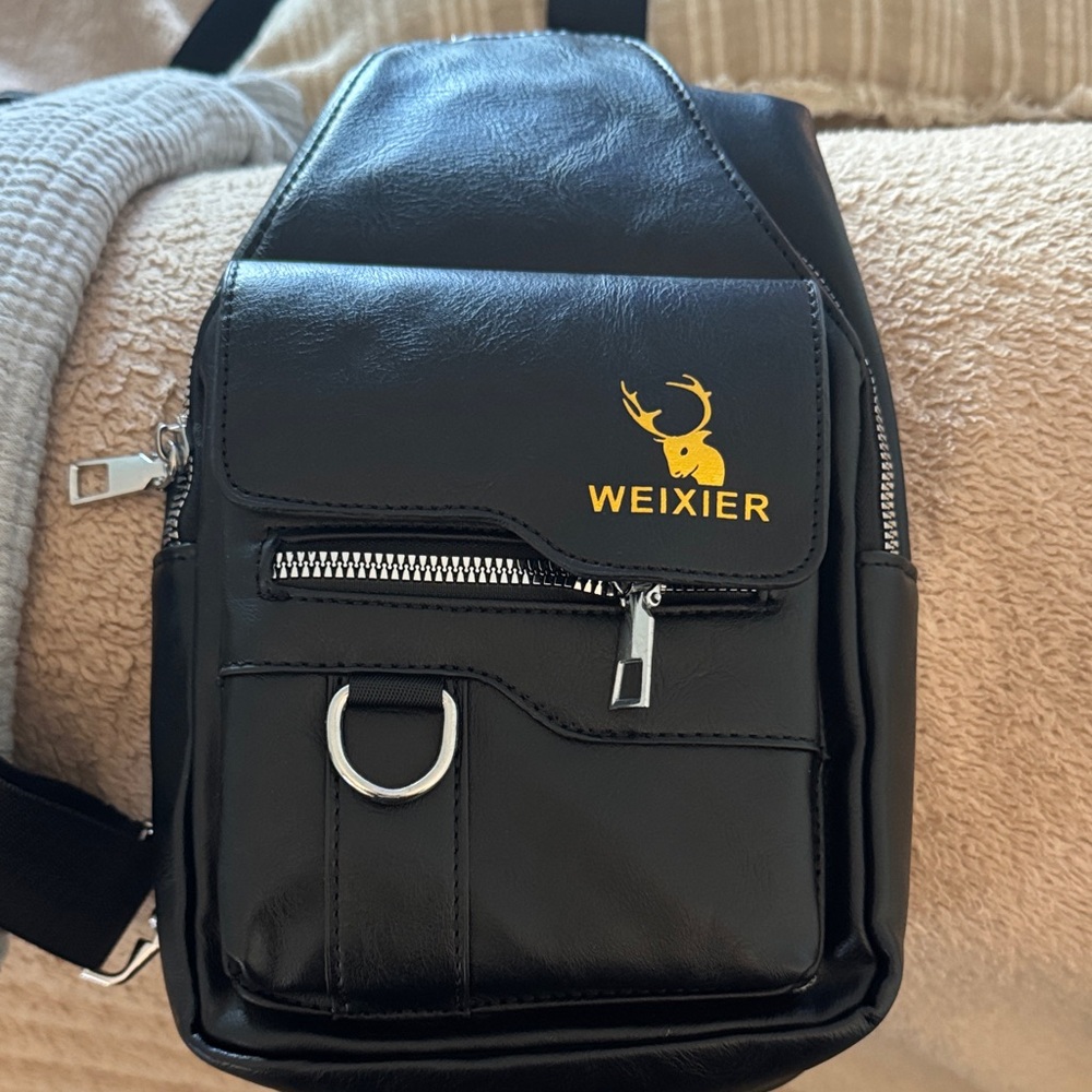 Black Men's Crossbody Sling Bag